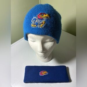 KANSAS UNIVERSITY JAYHAWKS HEAD BAND 3D RAISED LOGO BLUE NCAA & cap